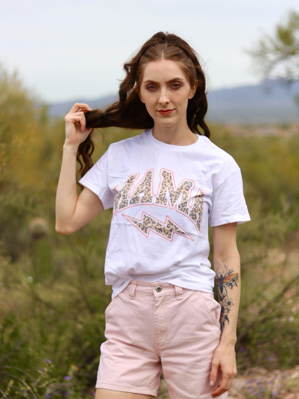 MAMA Graphic Tee with Leopard Print Lightning
